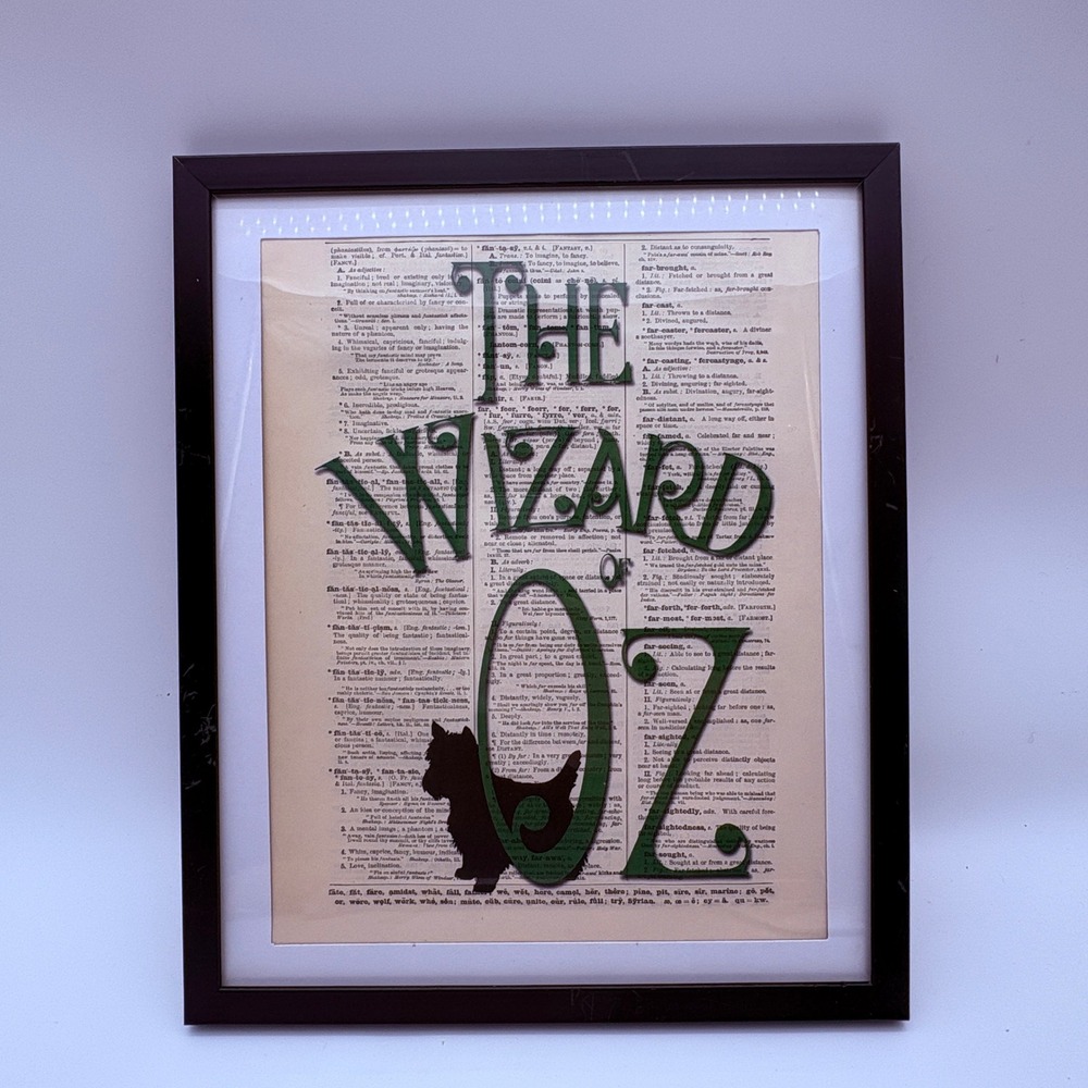 Relmagination Prints Wizard of Oz Toto Vintage Dictionary Framed Art 9x11